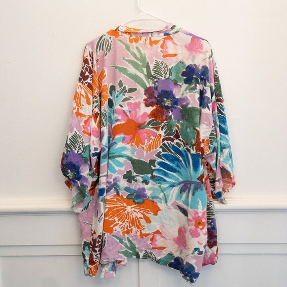 Jams World One Size Floral Kimono Duster 100% Rayon Made in Hawaii - Picture 2 of 5